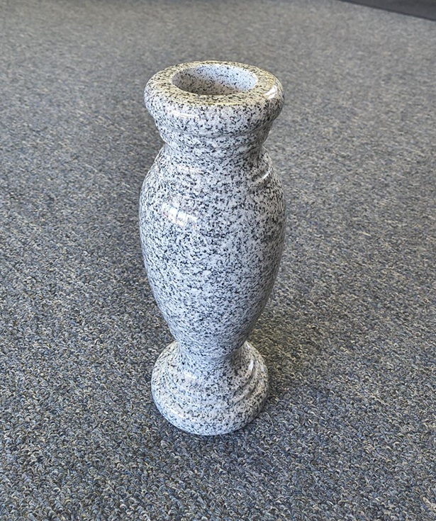 Grey Granite Ornate Turned Memorial Vase