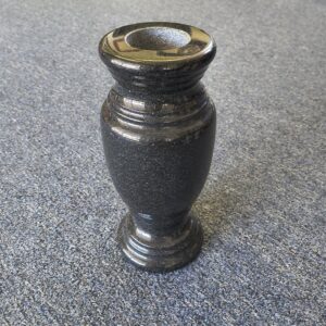 Black Granite Ornate Turned Memorial Vase