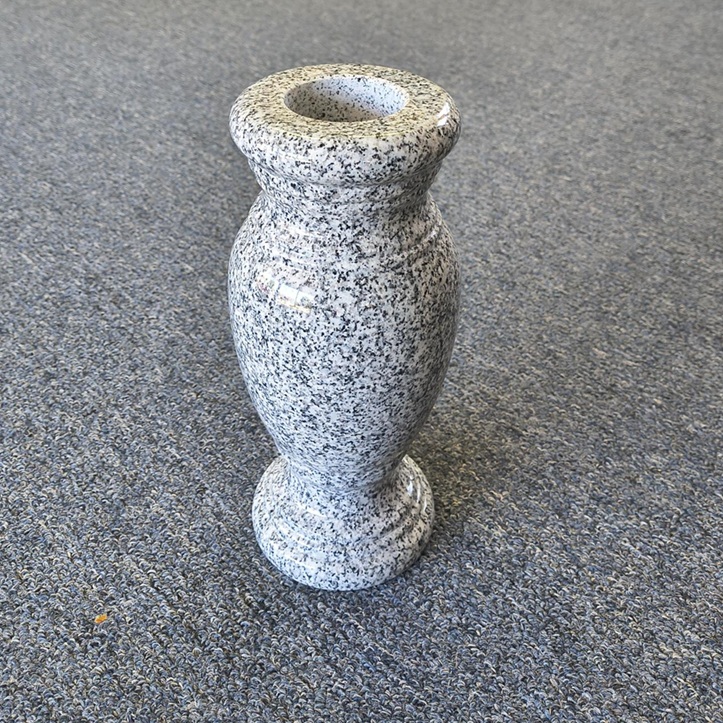 Grey Granite Ornate Turned Memorial Vase