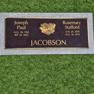 Double Bronze Flat Marker with Polished Border & Doves